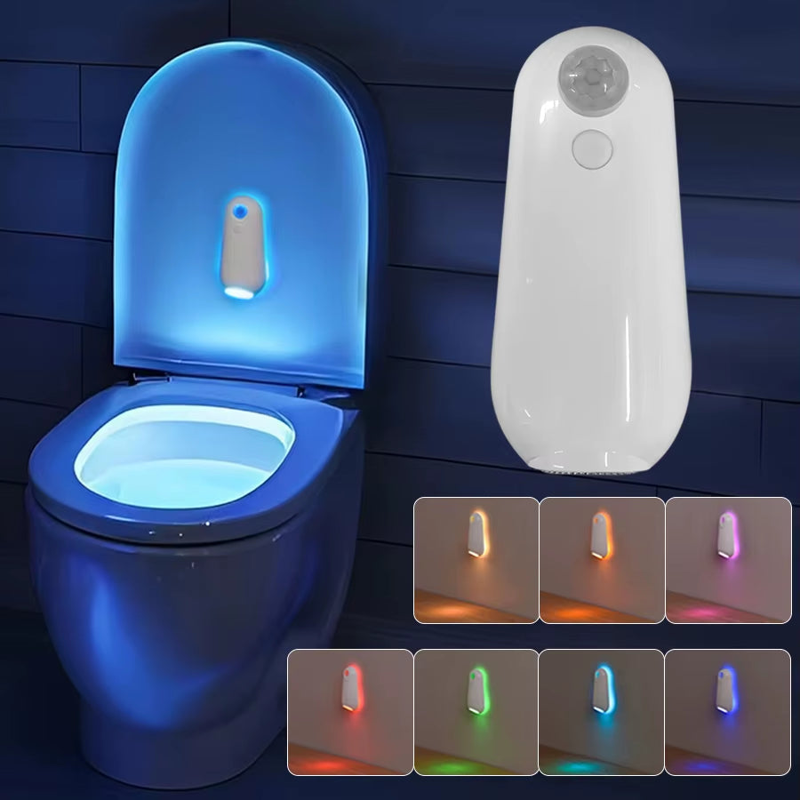 RGB Toilet Night Light Smart Led Lamp with Motion Sensor for Bathroom Restroom 8 Colors USB Wireless Rechargeable Waterproof