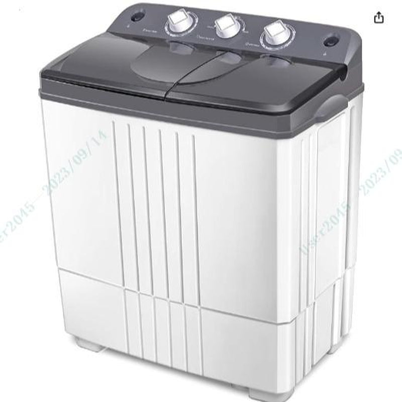 [NEW YEAR SALE] 【Costway】- Twin Tub Washer and Dryer Combo, 20Lbs Capacity (12Lbs Washing and 8Lbs Spinning) Washing Machine, Compact Portable Mini Laundry Washer for Apartment, Semi-Automatic, Inlet and Drain Hose