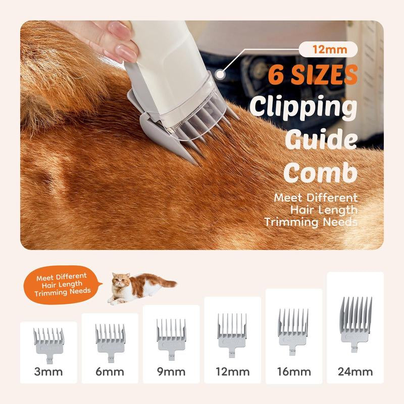 Dog Grooming Kit & Pet Hair Vacuum, 7 Pet Grooming Tools with Nail Grinder Pet Clipper, 2.5L Dust Cup, Pet Grooming Vacuum for Shedding Cats and Animals Hair, Home Cleaning (White)