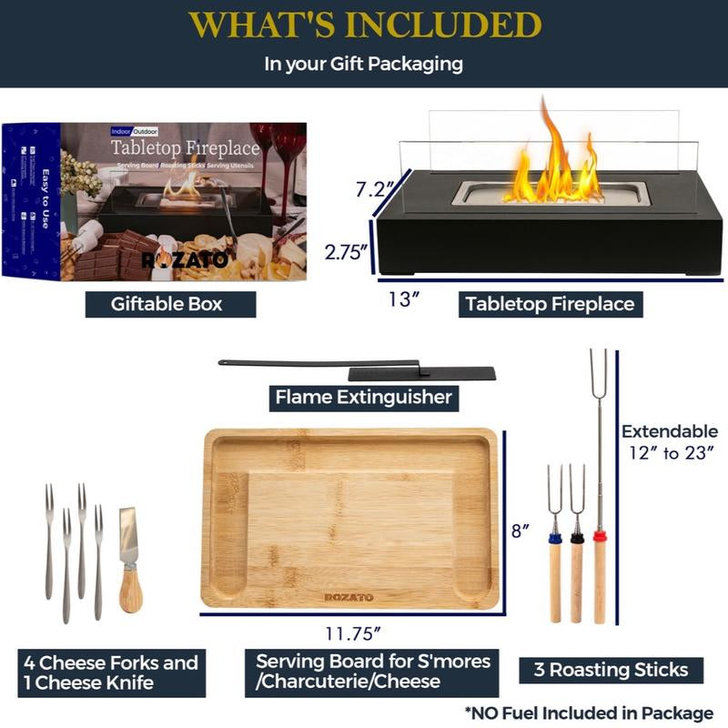 ROZATO Tabletop Fire Fit with S’More’S Kit