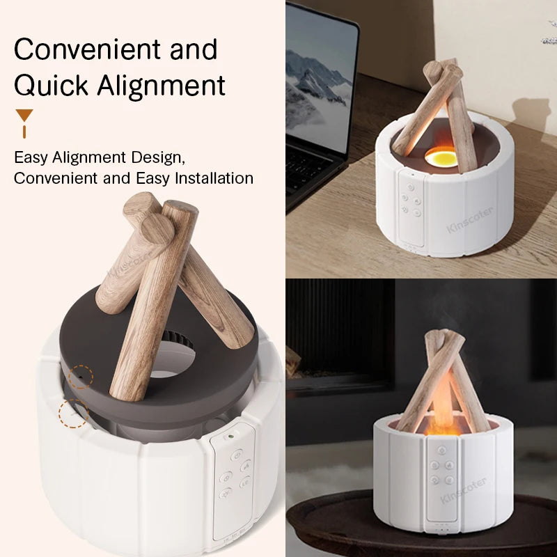 Simulated Flame Aroma Diffuser Bonfire Air Humidifier Ultrasonic Cool Mist Maker Fogger LED Essential Oil Lamp Difusor