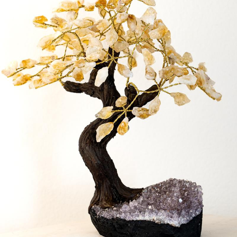  Natural Healing Energy Crystal Aura Tree Decoration, Natural Crystal Base, Enchanting Fengshui Gift for Home & Office