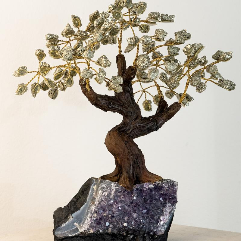  Natural Healing Energy Crystal Aura Tree Decoration, Natural Crystal Base, Enchanting Fengshui Gift for Home & Office