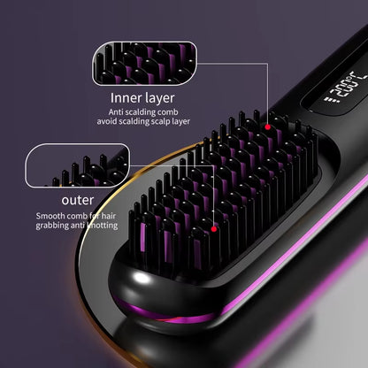  Wireless Portable Styling Hair Comb / Rechargeable Straightening Brush