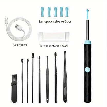 Ear Wax Removal Tool, Ear Cleaner Camera with 1296P, Ear Cleaning Kit with 6 Ear Pick, Ear Camera for Iphone, Ipad, Android Phones, with 8 Pcs Ear Set