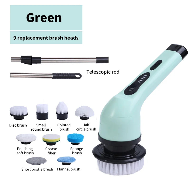 9-In-1 Electric Cleaning Brush Electric Spin Cleaning Scrubber Electric Cleaning Tools Parlour Kitchen Bathroom Cleaning Gadgets