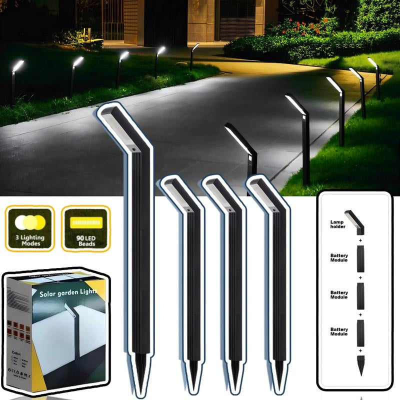 Bright Solar Outdoor Pathway Lights,4 Pack Solar Powered Lights with 3 Modes 90 Leds,Garden Landscape Waterproof Light for Yard Patio Backyard Walkway