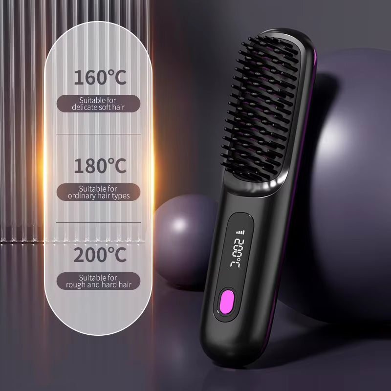  Wireless Portable Styling Hair Comb / Rechargeable Straightening Brush