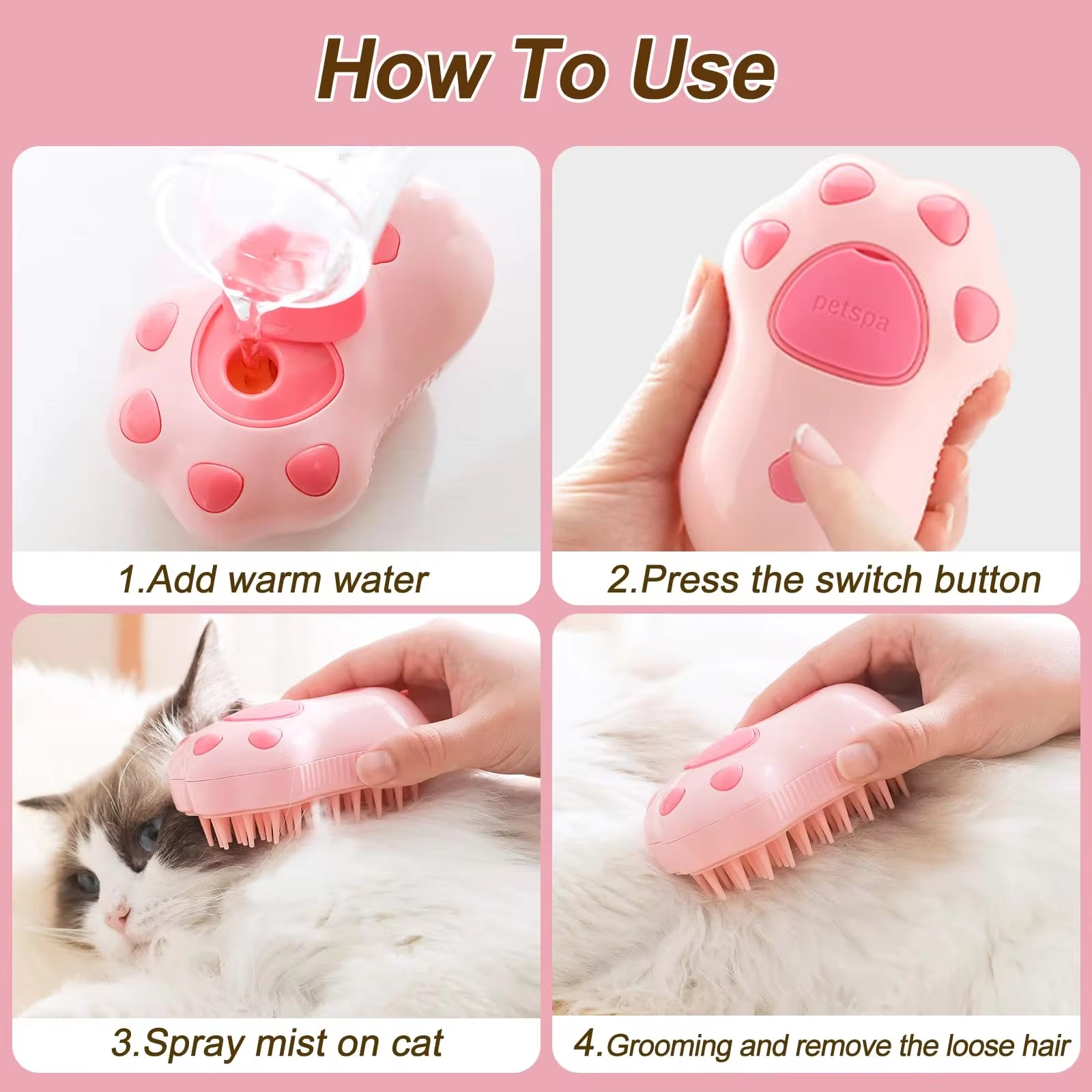 3 in 1 Pet Brush Cat Steam Brush Comb Dog Brush Electric Spray Cat Hair Brushes Massage Pet Grooming Hair Removal Combs