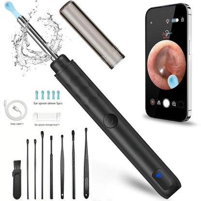 Ear Wax Removal Tool, Ear Cleaner Camera with 1296P, Ear Cleaning Kit with 6 Ear Pick, Ear Camera for Iphone, Ipad, Android Phones, with 8 Pcs Ear Set