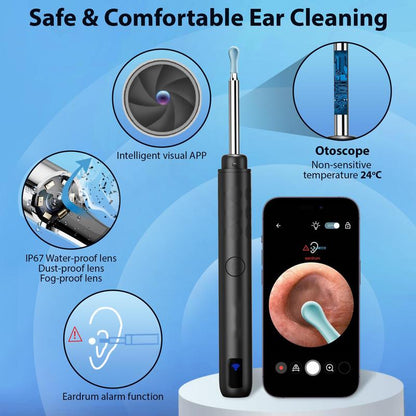 Ear Wax Removal Tool, Ear Cleaner Camera with 1296P, Ear Cleaning Kit with 6 Ear Pick, Ear Camera for Iphone, Ipad, Android Phones, with 8 Pcs Ear Set