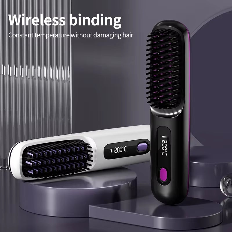  Wireless Portable Styling Hair Comb / Rechargeable Straightening Brush