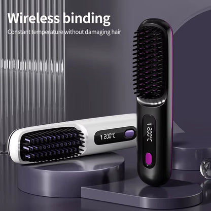  Wireless Portable Styling Hair Comb / Rechargeable Straightening Brush