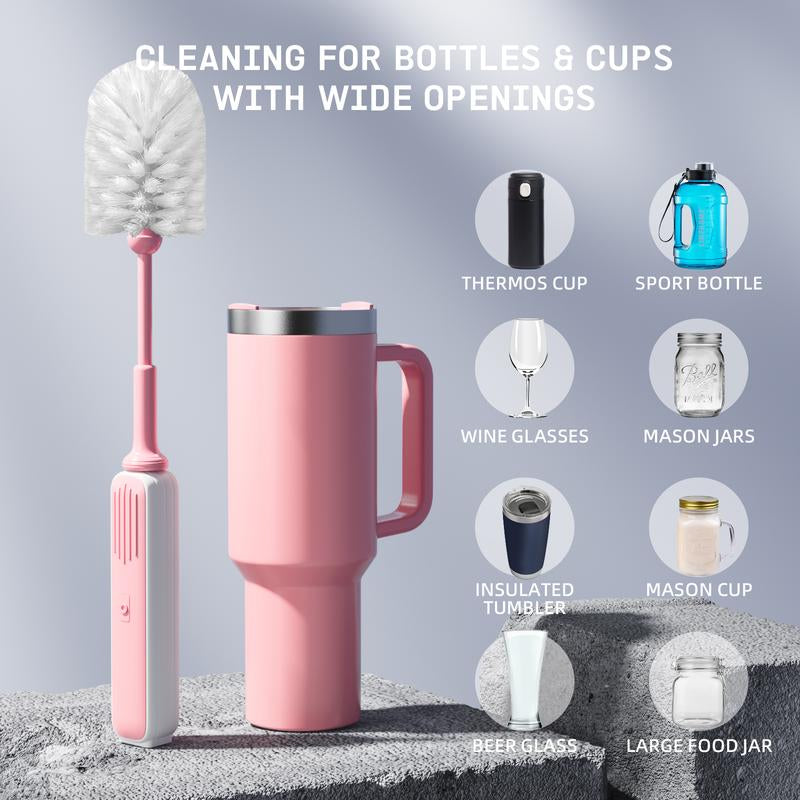 14.6-Inch Extra Long Electric Cleaning Brush for Tumblers, TOLYS Water Bottles, Mason Jars & Stanley Cup - 2000Mah Rechargeable Battery, Waterproof Design, 280RPM & 350RPM Motor