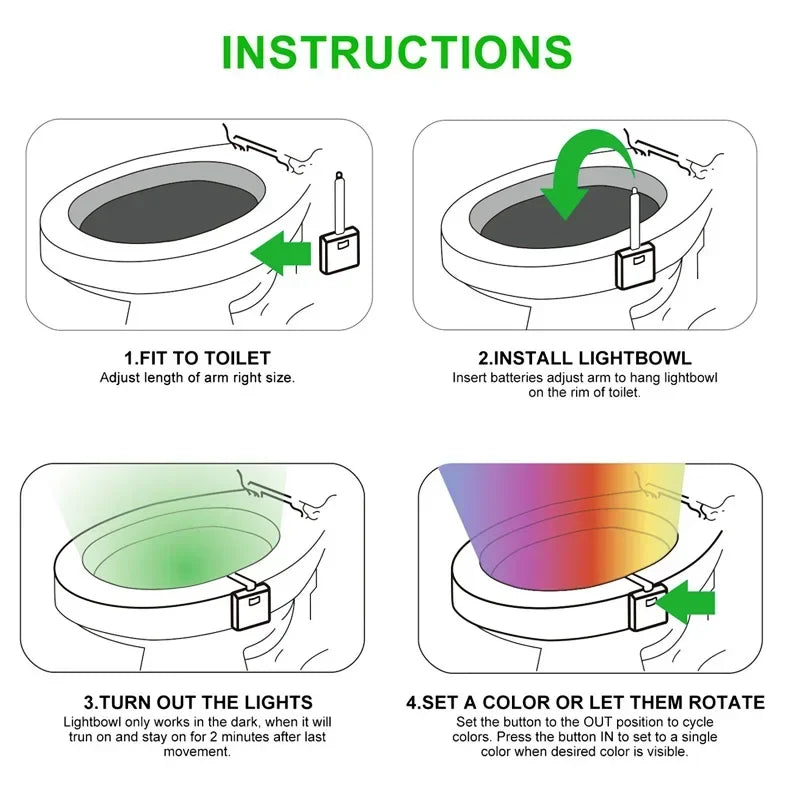 ZK30 Smart PIR Motion Sensor Toilet Seat Night Light 8/16 Colors Waterproof Backlight for Toilet Bowl LED Lamp WC Toilet Light