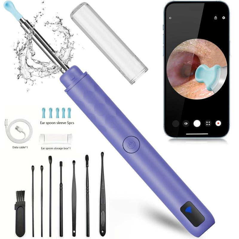 Ear Wax Removal Tool, Ear Cleaner Camera with 1296P, Ear Cleaning Kit with 6 Ear Pick, Ear Camera for Iphone, Ipad, Android Phones, with 8 Pcs Ear Set