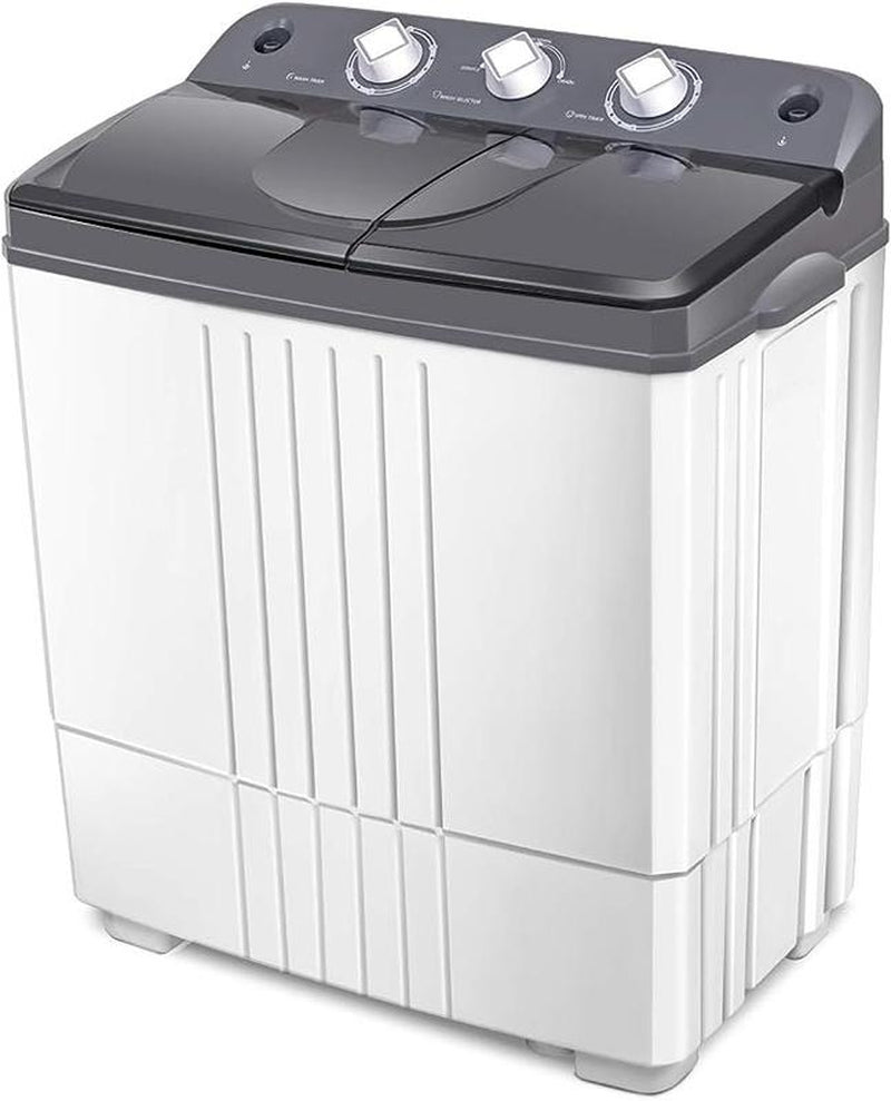 [NEW YEAR SALE] 【Costway】- Twin Tub Washer and Dryer Combo, 20Lbs Capacity (12Lbs Washing and 8Lbs Spinning) Washing Machine, Compact Portable Mini Laundry Washer for Apartment, Semi-Automatic, Inlet and Drain Hose