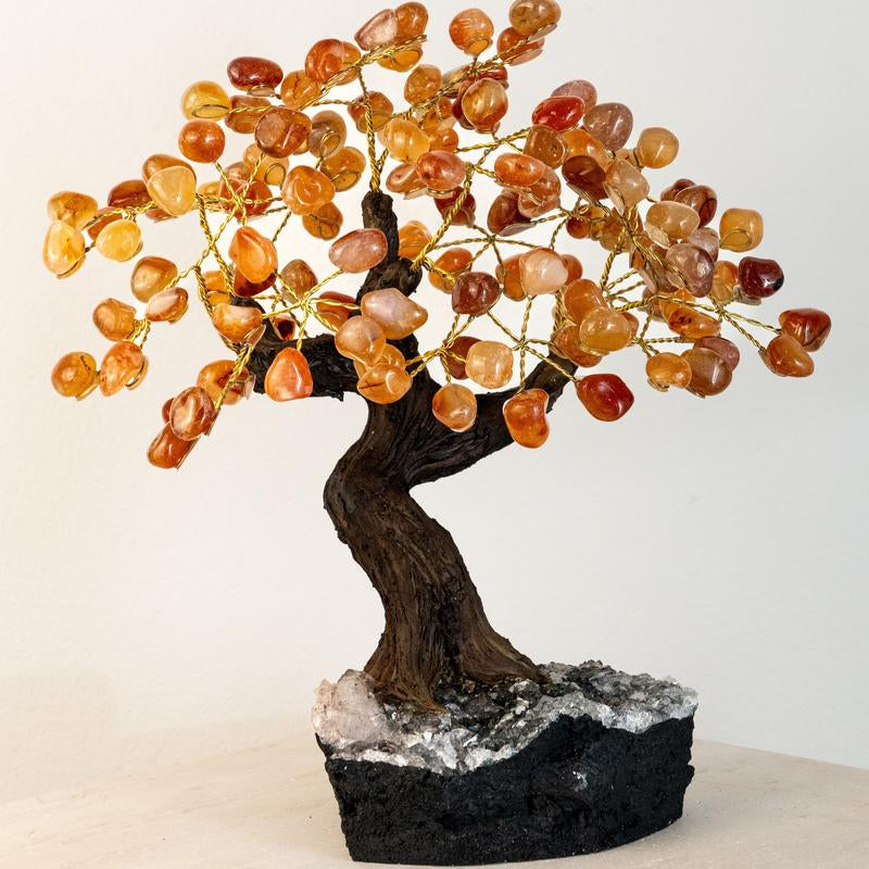  Natural Healing Energy Crystal Aura Tree Decoration, Natural Crystal Base, Enchanting Fengshui Gift for Home & Office