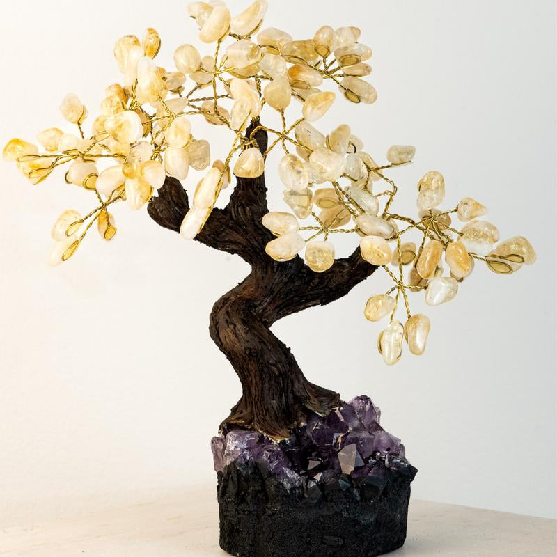  Natural Healing Energy Crystal Aura Tree Decoration, Natural Crystal Base, Enchanting Fengshui Gift for Home & Office