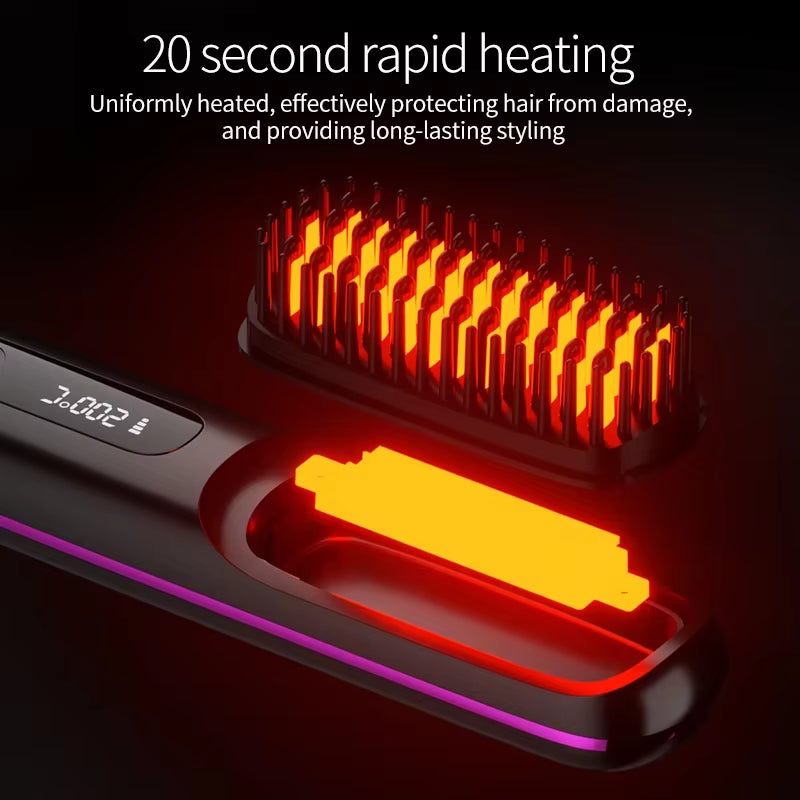  Wireless Portable Styling Hair Comb / Rechargeable Straightening Brush