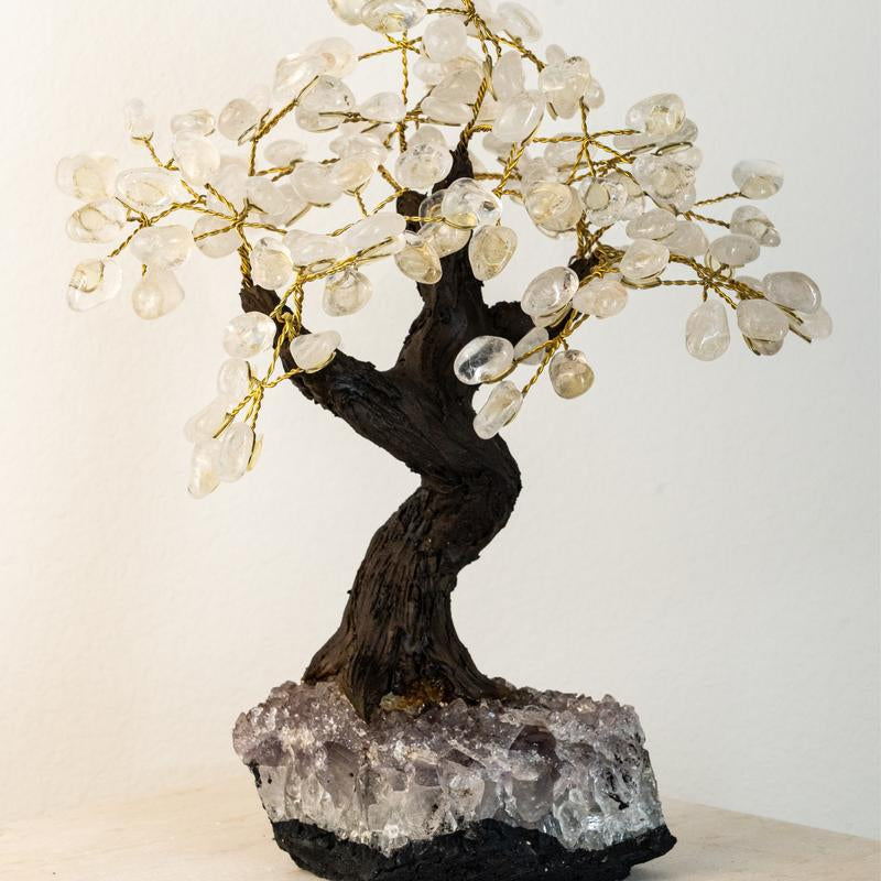  Natural Healing Energy Crystal Aura Tree Decoration, Natural Crystal Base, Enchanting Fengshui Gift for Home & Office