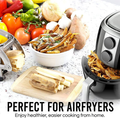 Commercial Grade Stainlesssteel French Fry Cutter, Air Fryer Mate,Vegetable and Potato Slicer, 2 Blade Sizesnon-Slip Suction Base, Perfect for Air Fryer Christmas Gift