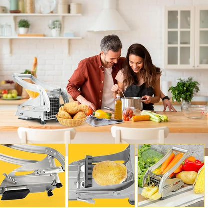 Commercial Grade Stainlesssteel French Fry Cutter, Air Fryer Mate,Vegetable and Potato Slicer, 2 Blade Sizesnon-Slip Suction Base, Perfect for Air Fryer Christmas Gift