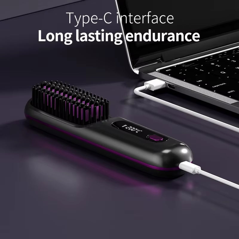  Wireless Portable Styling Hair Comb / Rechargeable Straightening Brush