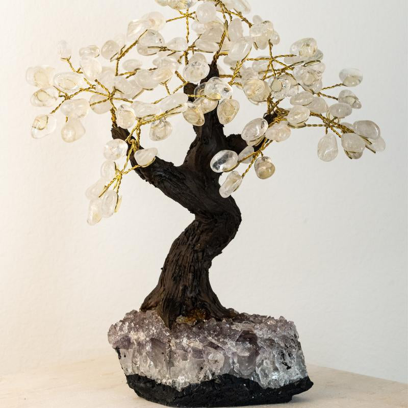  Natural Healing Energy Crystal Aura Tree Decoration, Natural Crystal Base, Enchanting Fengshui Gift for Home & Office