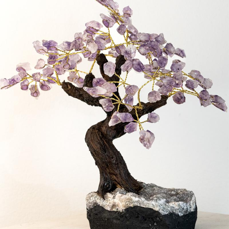  Natural Healing Energy Crystal Aura Tree Decoration, Natural Crystal Base, Enchanting Fengshui Gift for Home & Office