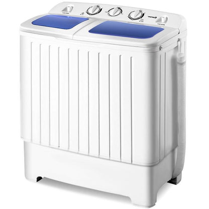 [NEW YEAR SALE] 【Costway】- Twin Tub Washer and Dryer Combo, 20Lbs Capacity (12Lbs Washing and 8Lbs Spinning) Washing Machine, Compact Portable Mini Laundry Washer for Apartment, Semi-Automatic, Inlet and Drain Hose