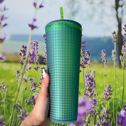 Starbucks 2022 Green Grid 24Oz Tumbler Cold Cup Mountain Dew